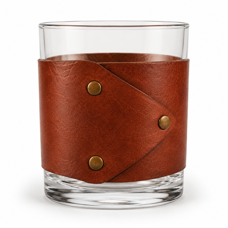 Load image into Gallery viewer, TITS Leather Wrapped Rocks Glass
